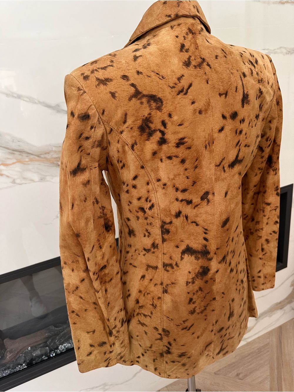 Collezione Tan Spotted Suede Leather Coat Size 4 - Picture 4 of 10
